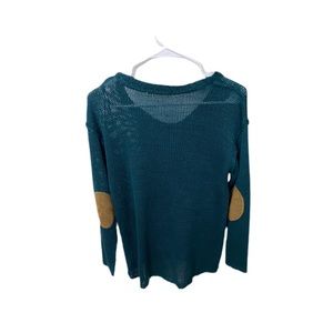 RD Style green lightweight sweater with suede elbow pads size M dark academia